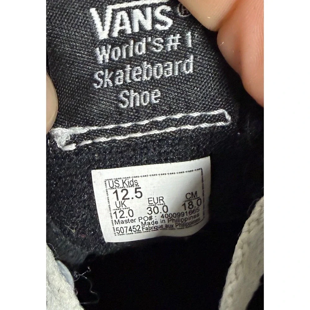 Vans Sk8-Hi Kids Black White‎ Logo Checkerboard High Top Sneakers Size 12.5